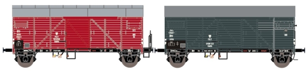 Exact-Train EX23711 - H0 - 2-tlg. Set Gedeckter Güterwagen, PKP, Ep. IIIb